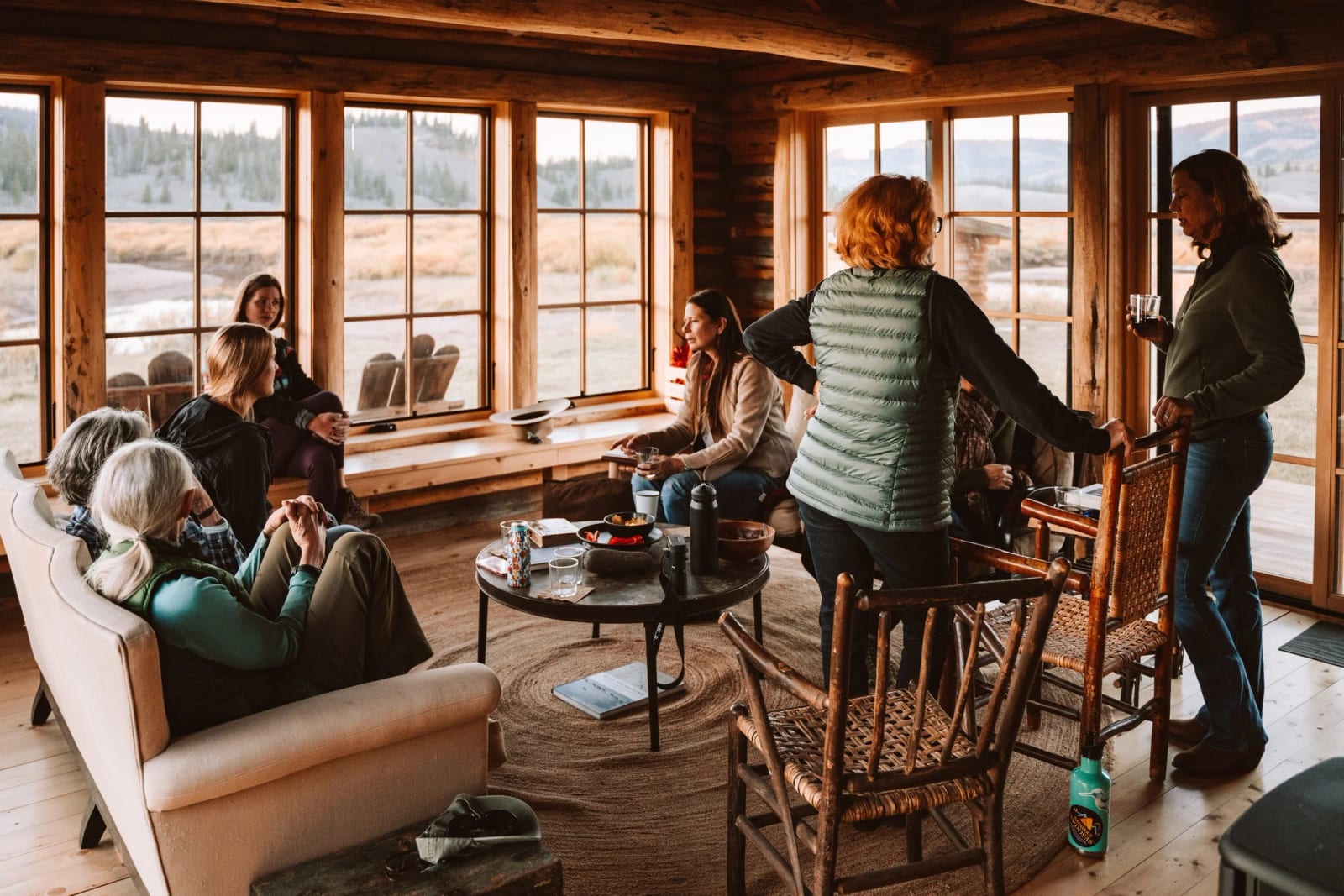 Group of Women Conversing in Darwin Ranch Wyoming Fishing Lodge