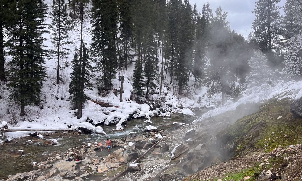 Sacajawea Hot Springs in winter.